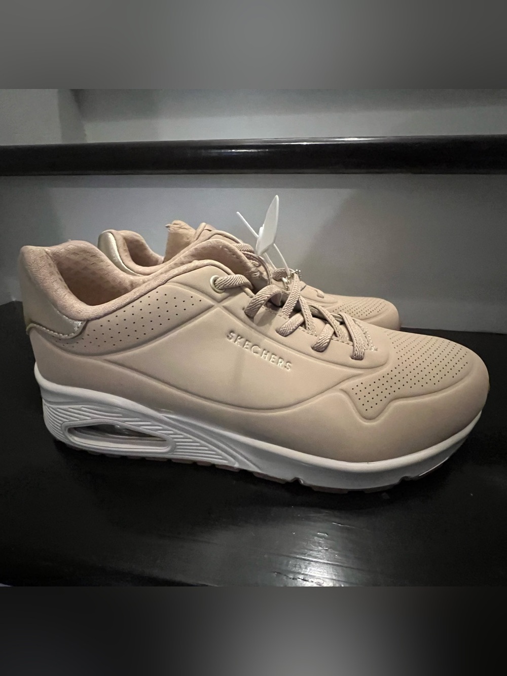 Skechers Uno Shimmer Away Womens Size 9 Beige Athletic Running Shoes Sneakers